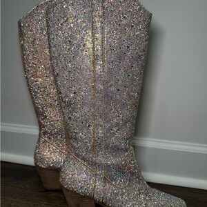 Matisse Glittering Silver Heeled Boots